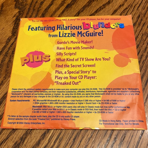 Vintage Y2K Disney Channel Lizzie McGuire Best Blunders McDonald’s Happy Meal CD - Picture 2 of 3